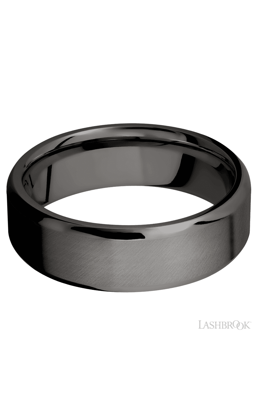 7 mm wide Beveled Tantalum Noir band.
