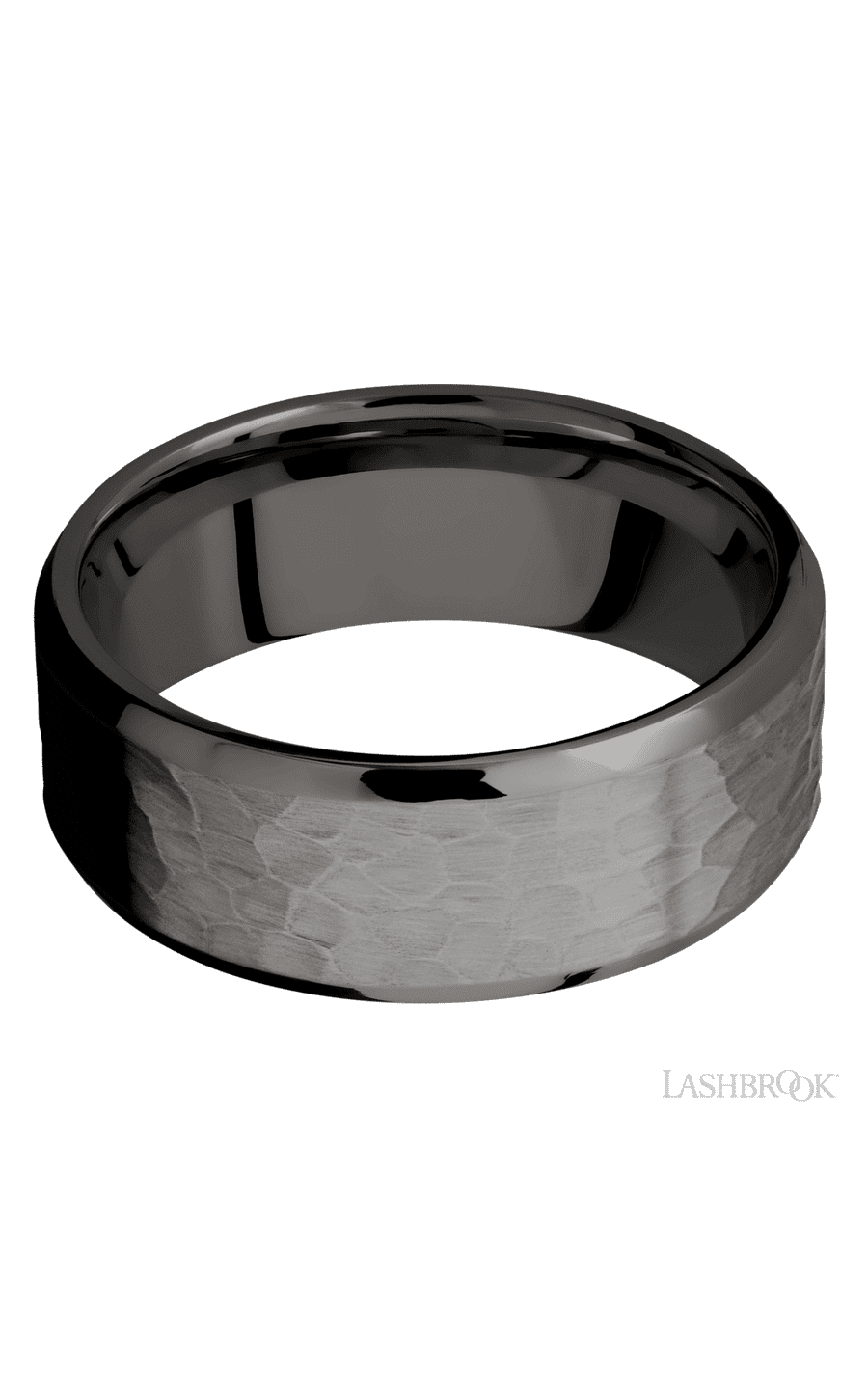 8 mm wide Beveled Tantalum Noir band.