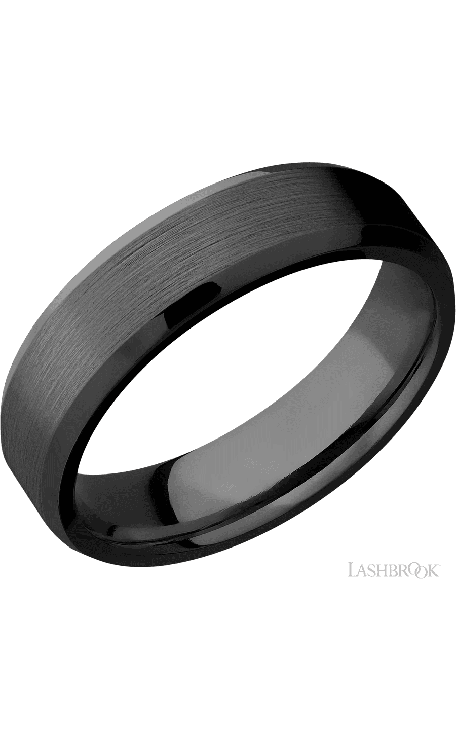 6 mm wide Beveled Zirconium band.