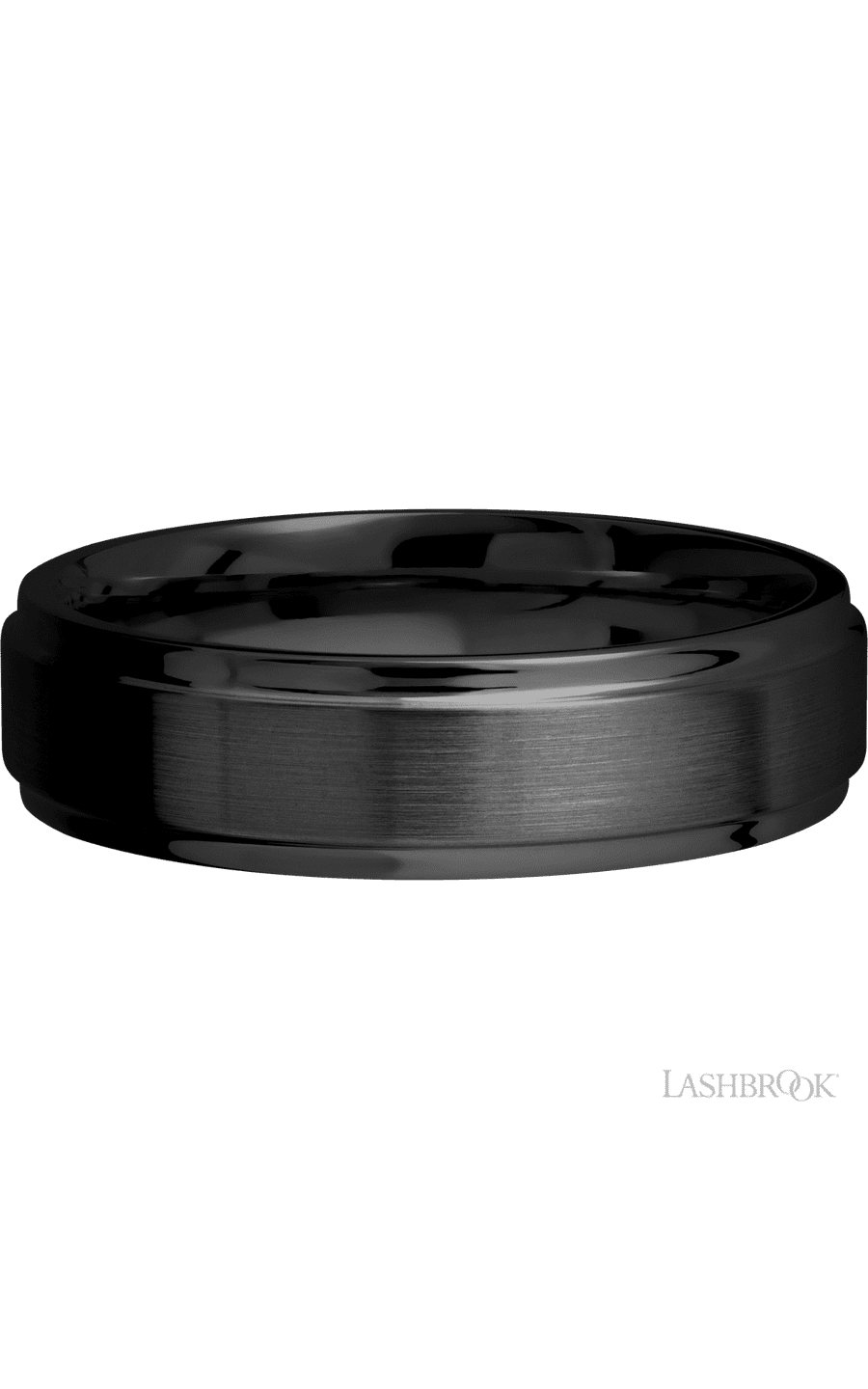 6 mm wide Flat Grooved Edges Zirconium band.