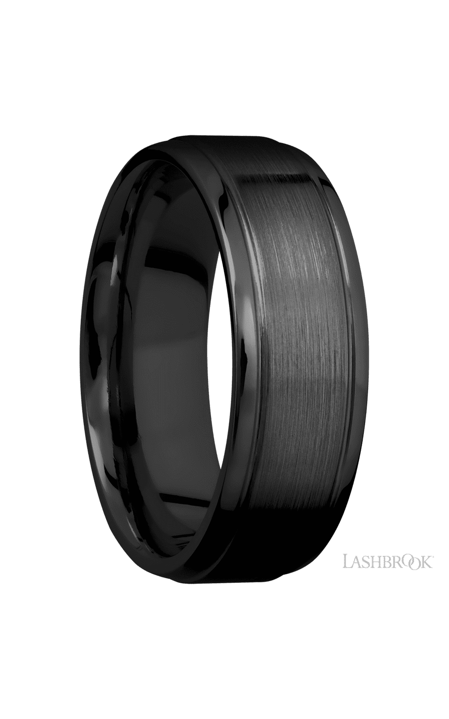 7 mm wide Stepped Bevel Zirconium band.