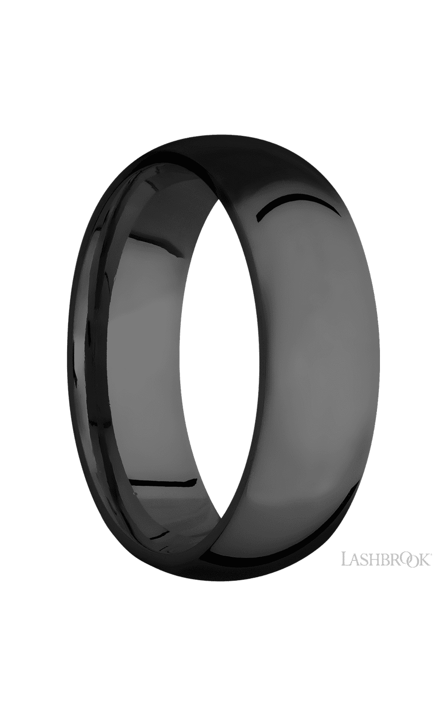 7 mm wide Domed Zirconium band.