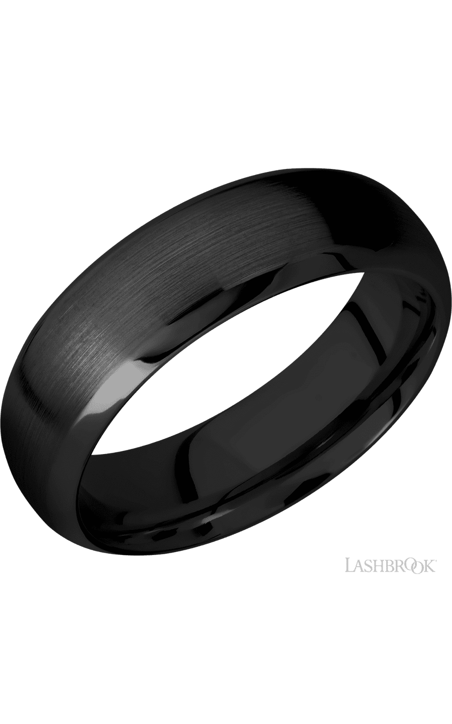 7 mm wide Domed Bevel Zirconium band.