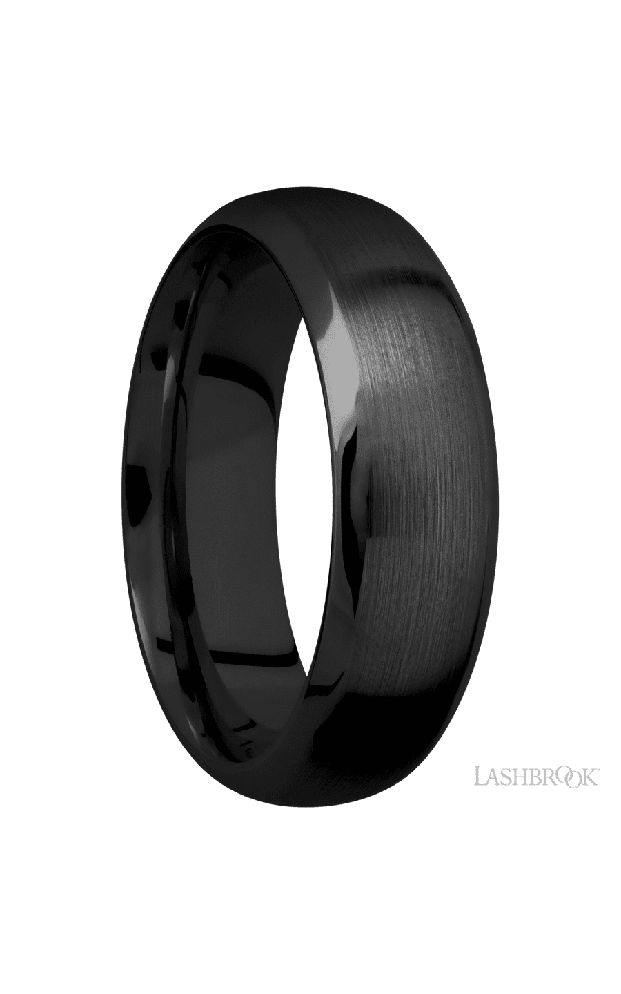 7 mm wide Domed Bevel Zirconium band.
