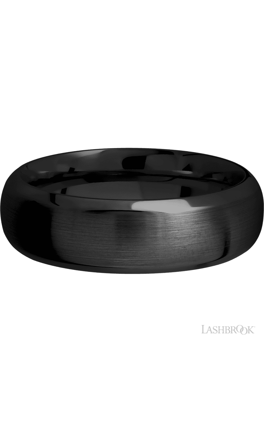 7 mm wide Domed Bevel Zirconium band.