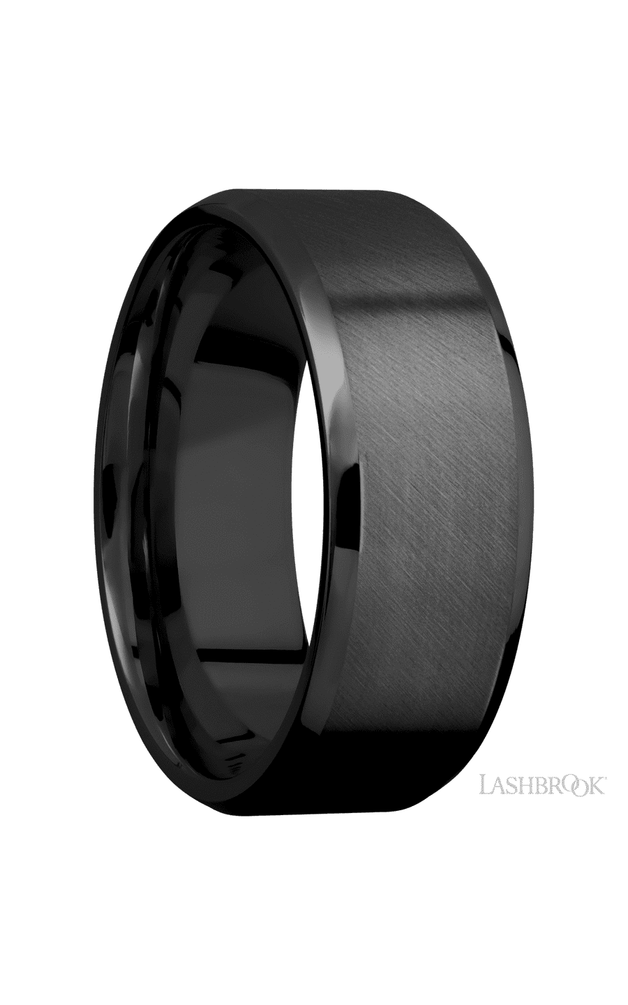 8 mm wide Beveled Zirconium band.