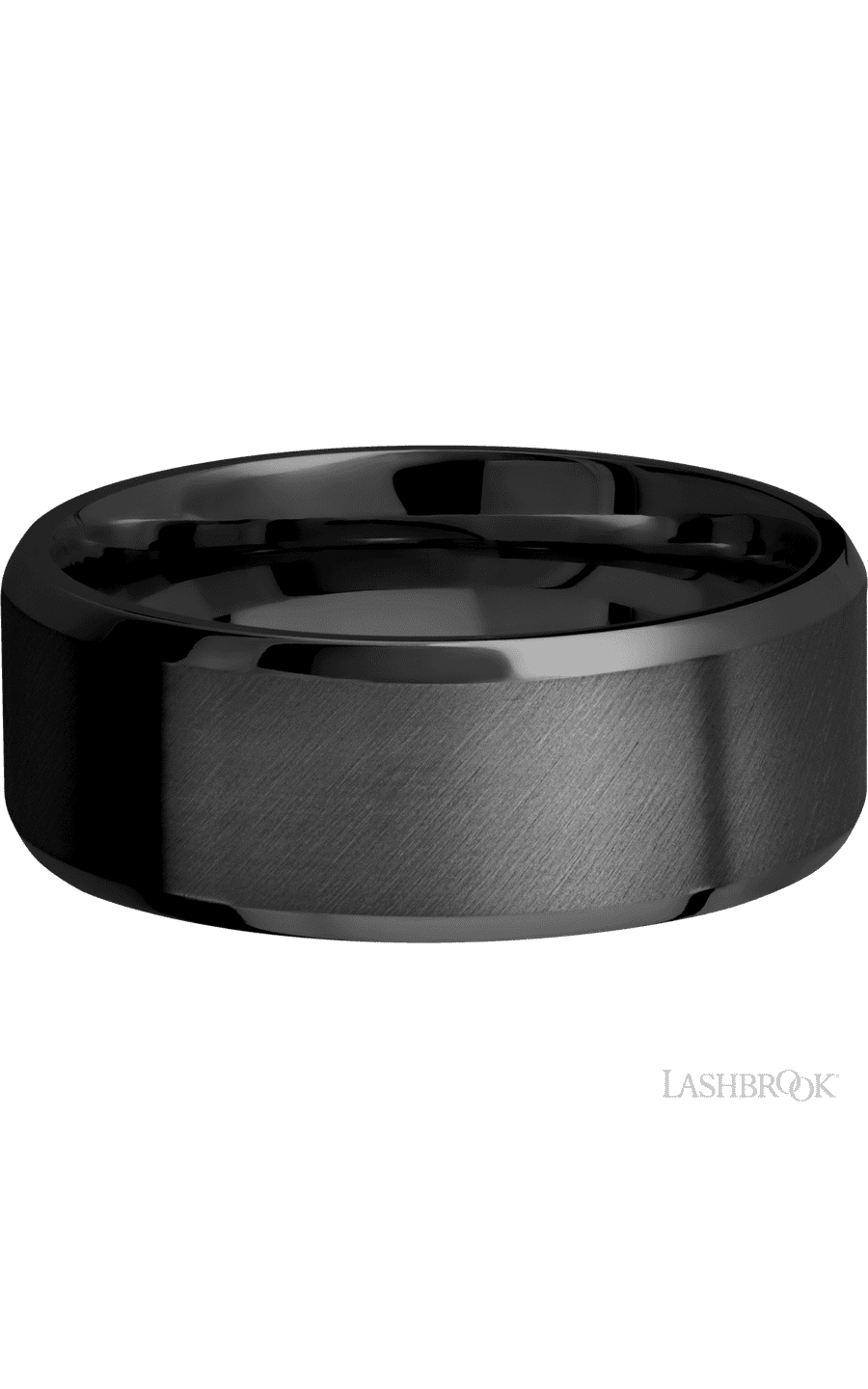 8 mm wide Beveled Zirconium band.
