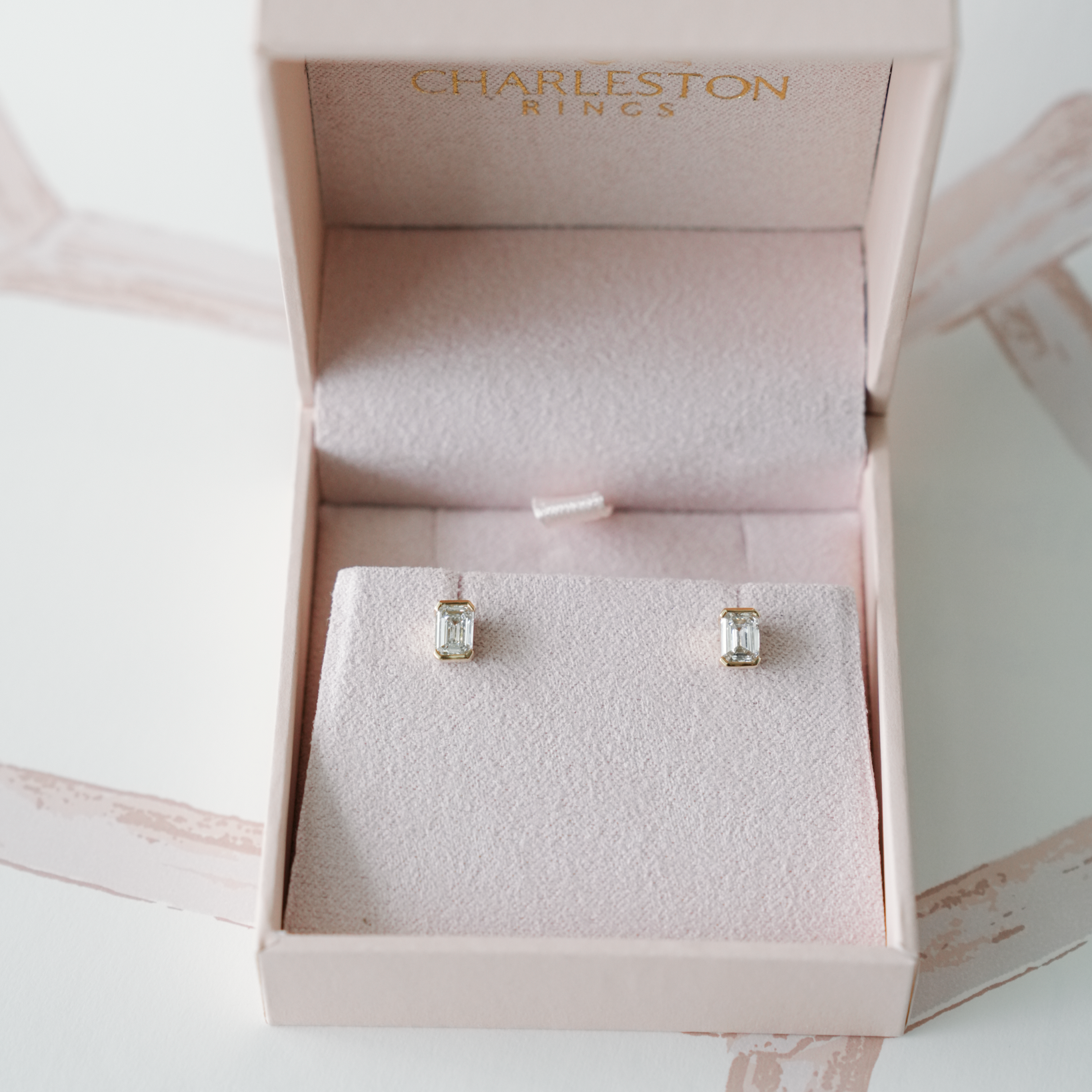 Half Bezel Studs- Emerald