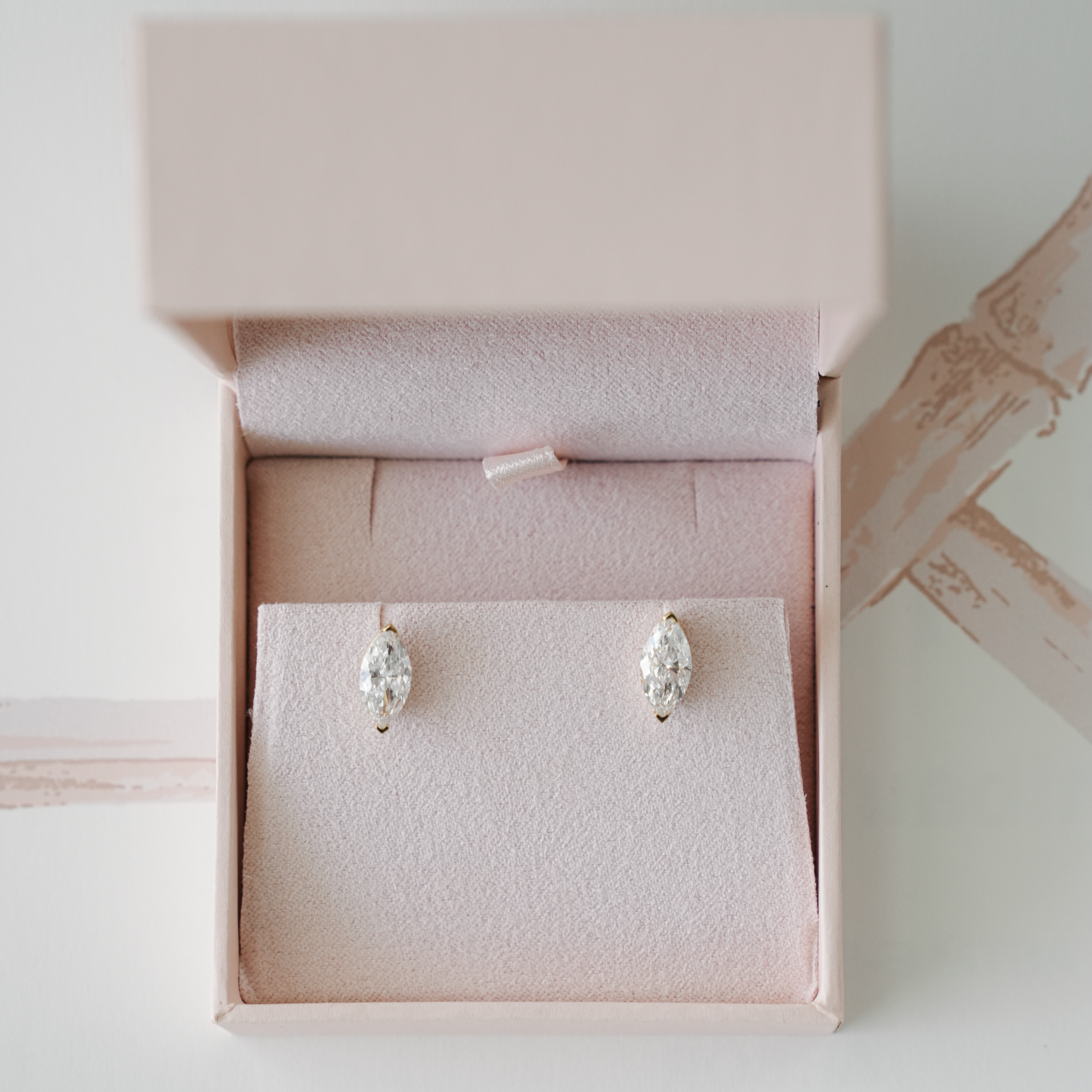 Half Bezel Studs - Marquise