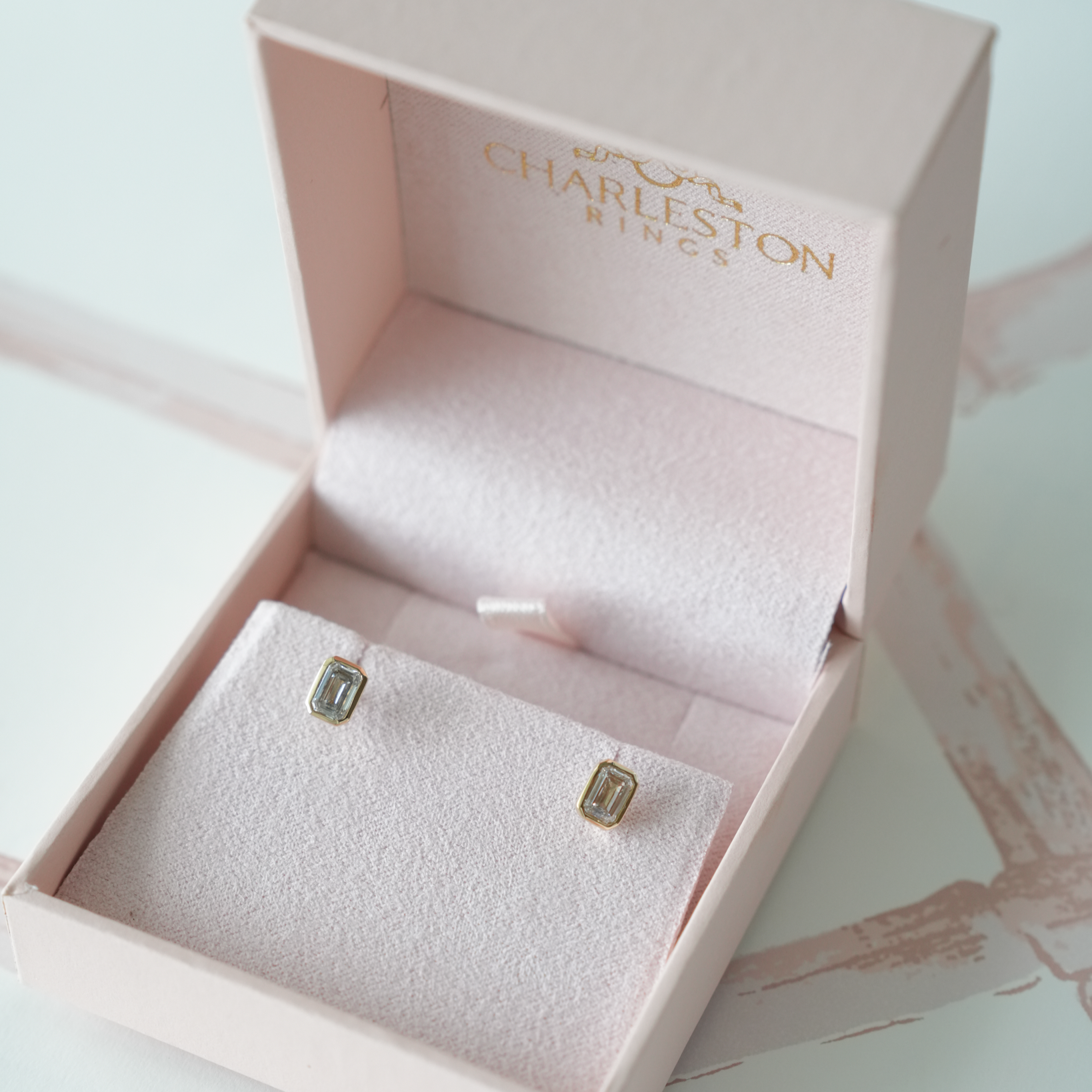 Bezel Studs- Emerald
