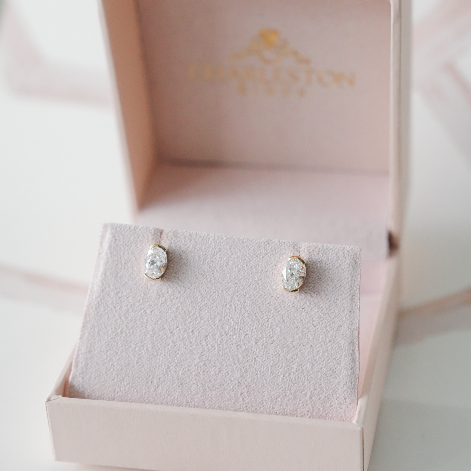 Half Bezel Studs- Oval
