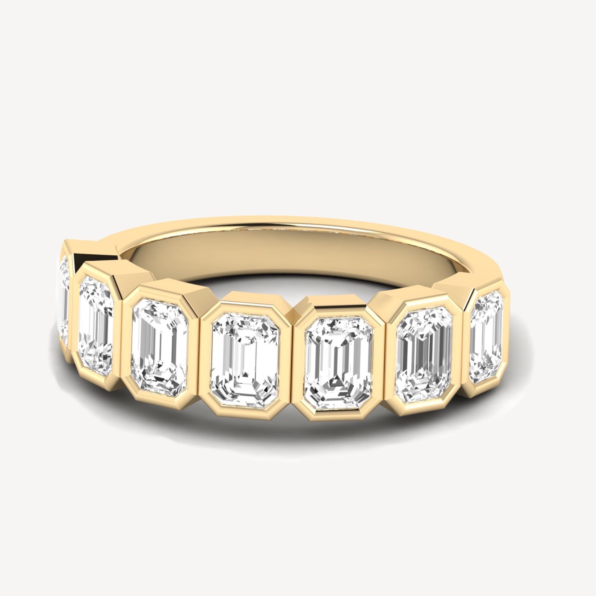 Bezeled Emeralds Band