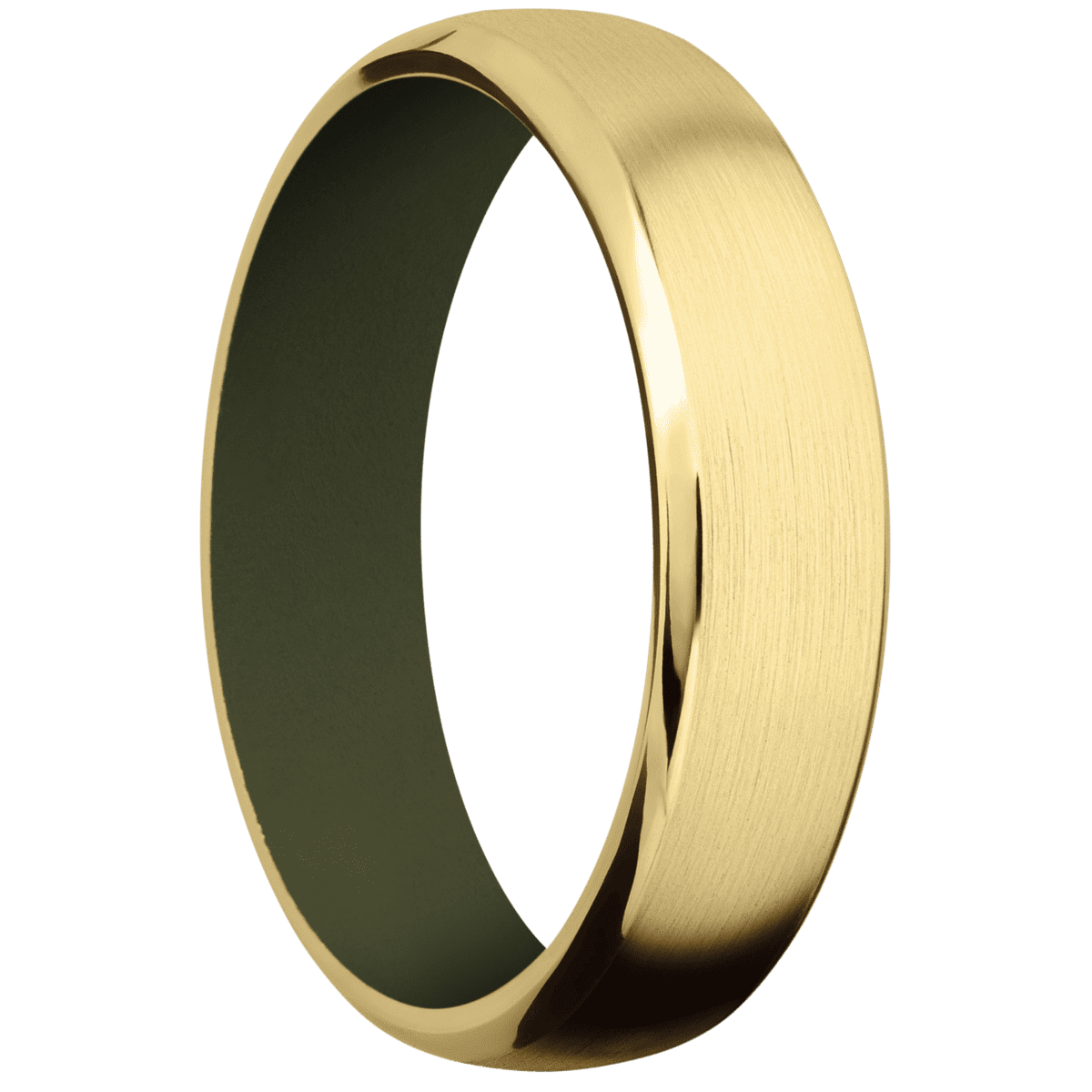 14K Yellow Gold + Satin , Polish Finish + Vintage Green
