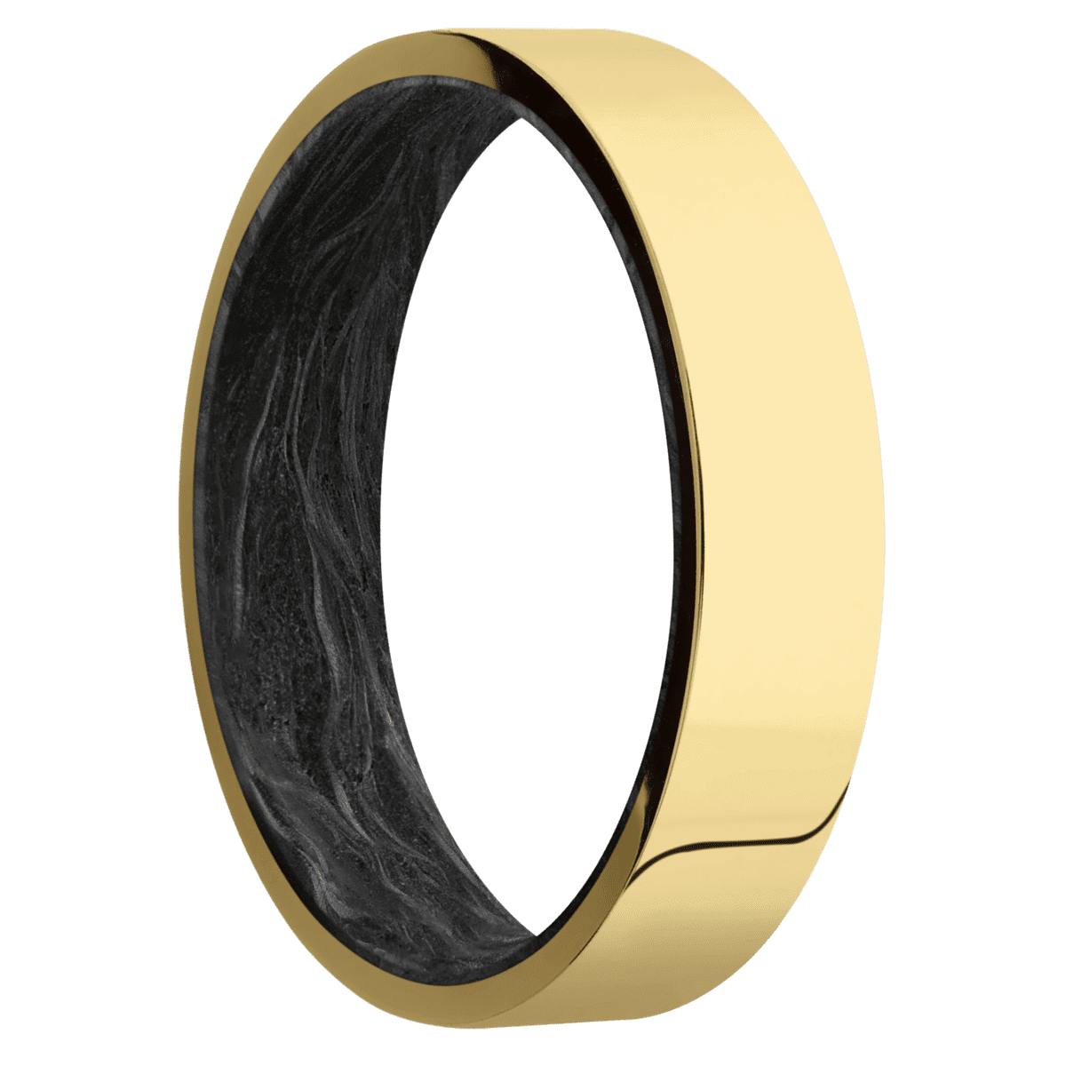 14K Yellow Gold + Polish Finish + Forged Carbon Fiber