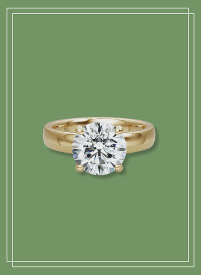 Diamond ring on green background